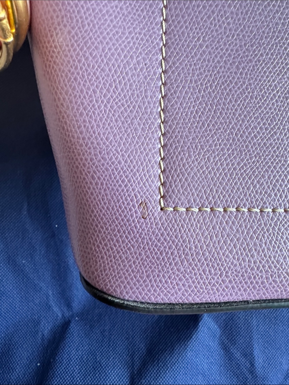 Dooney & Bourke Lavender Satchel with Brown Trim and Gold Plaque - Picture 5 of 5